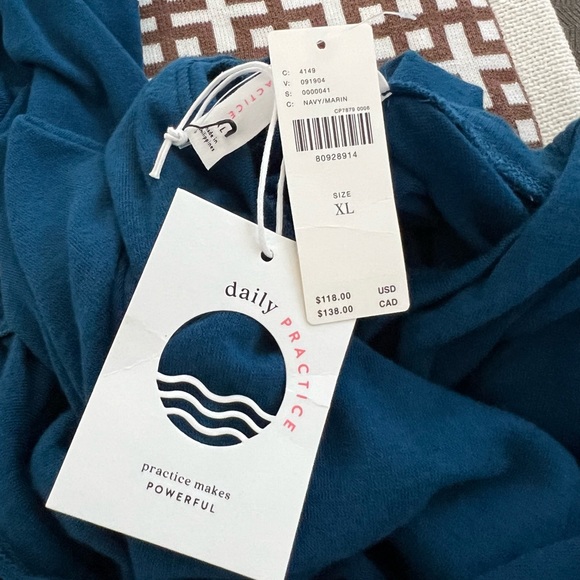 NWT Anthropologie Daily Practice ruched dress Navy Marin XL - Picture 7 of 10